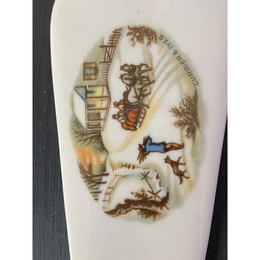 Currier & Ives Pie Cake Server Winter Homestead  Scene 9.5” Christmas Dinner